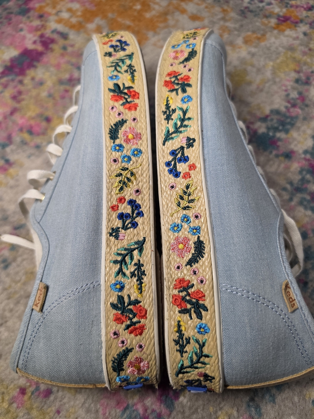 Keds x Rifle Paper Co Rosalie Embroidered Triple Kick Sneakers Size 10 - Picture 3 of 7
